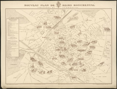 Nouveau plan de Reims monumental industriel et commercial. Année 1894 / gravé par H. Rollet | Rollet, Henri - graveur. Lithographe