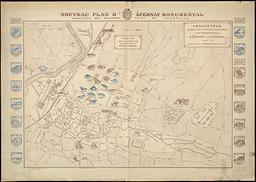 Nouveau plan d'Epernay Monumental : indicateur des principales caves de Champagne : Indicateurs des principaux établissements industriels et des monuments publics d'Epernay et ses environs : Année 1895, carte d'authenticité des producteurs de vin de Champagne / dressé par la Société des Plans Monumentaux | Weber. Artiste