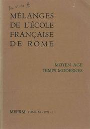 Mélanges de l'Ecole française de Rome. Moyen Age | École française de Rome