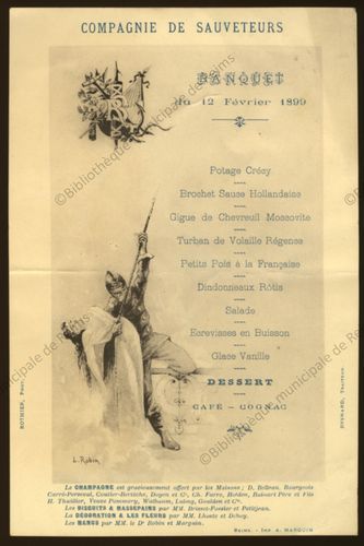Banquet du 12 février 1899 / Compagnie de Sauveteurs | Compagnie de sauveteurs. Éditeur scientifique