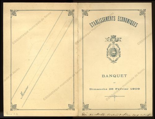 Etablissements économiques : Banquet du dimanche 28 février 1909 / Etablissements économiques | 