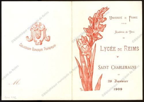 Université de France : Académie de Paris : Lycée de Reims Saint Charlemagne du 28 janvier 1909 | 
