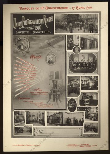 Union Photographique Rémoise, 1894-1910, Société d'Amateurs : Menu du banquet du 16e anniversaire, 17 avril 1910 / Jules Matot, inv. 1910 | Matot, Jules (1865-1945)
