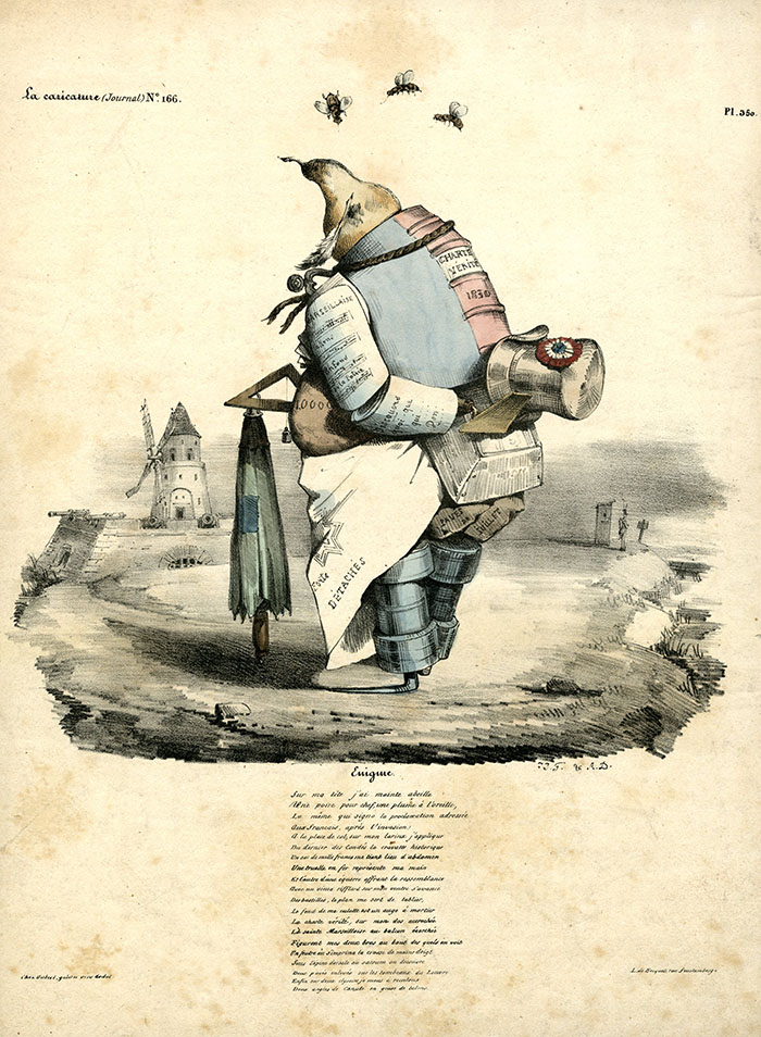 <i>Enigme</i>, par Jean-Jacques Grandville et Auguste Desperet. <i>La Caricature</i>, 9 janvier 1834. Planche hors texte n°350 - Portrait Non Champenois, Louis Philippe