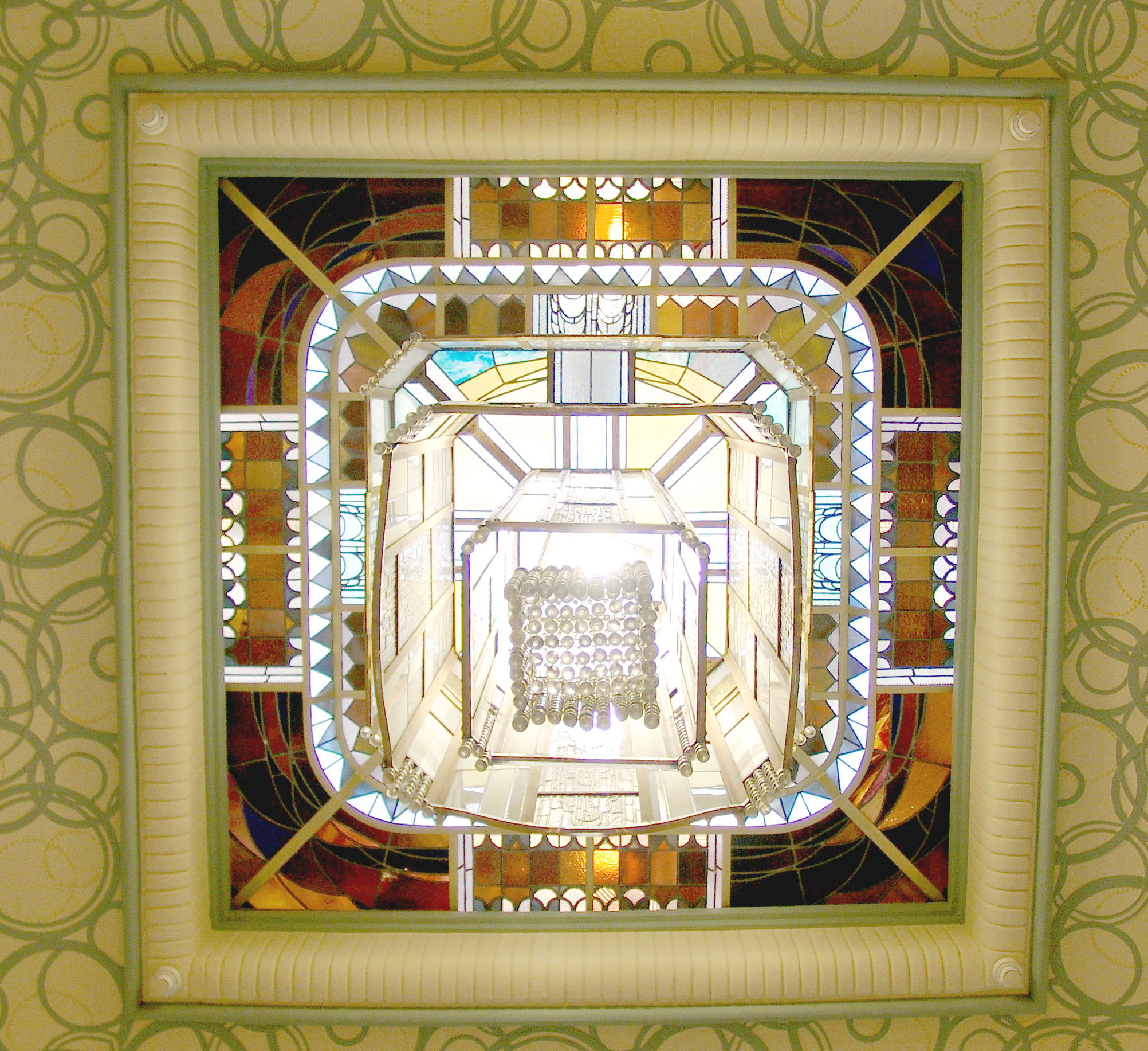 Lustre en pendentif, hall de la bibliothèque Carnegie