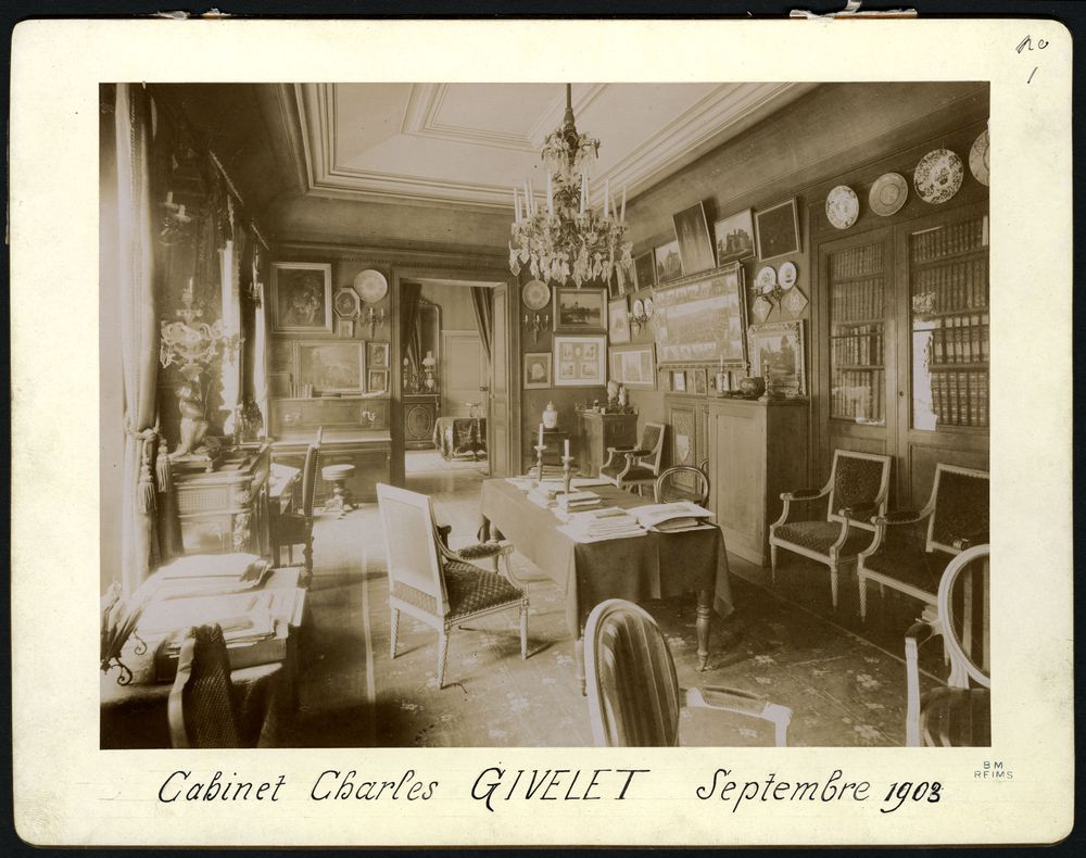 Cabinet de Charles Givelet, septembre 1903. BM Reims, Portrait champenois Givelet C