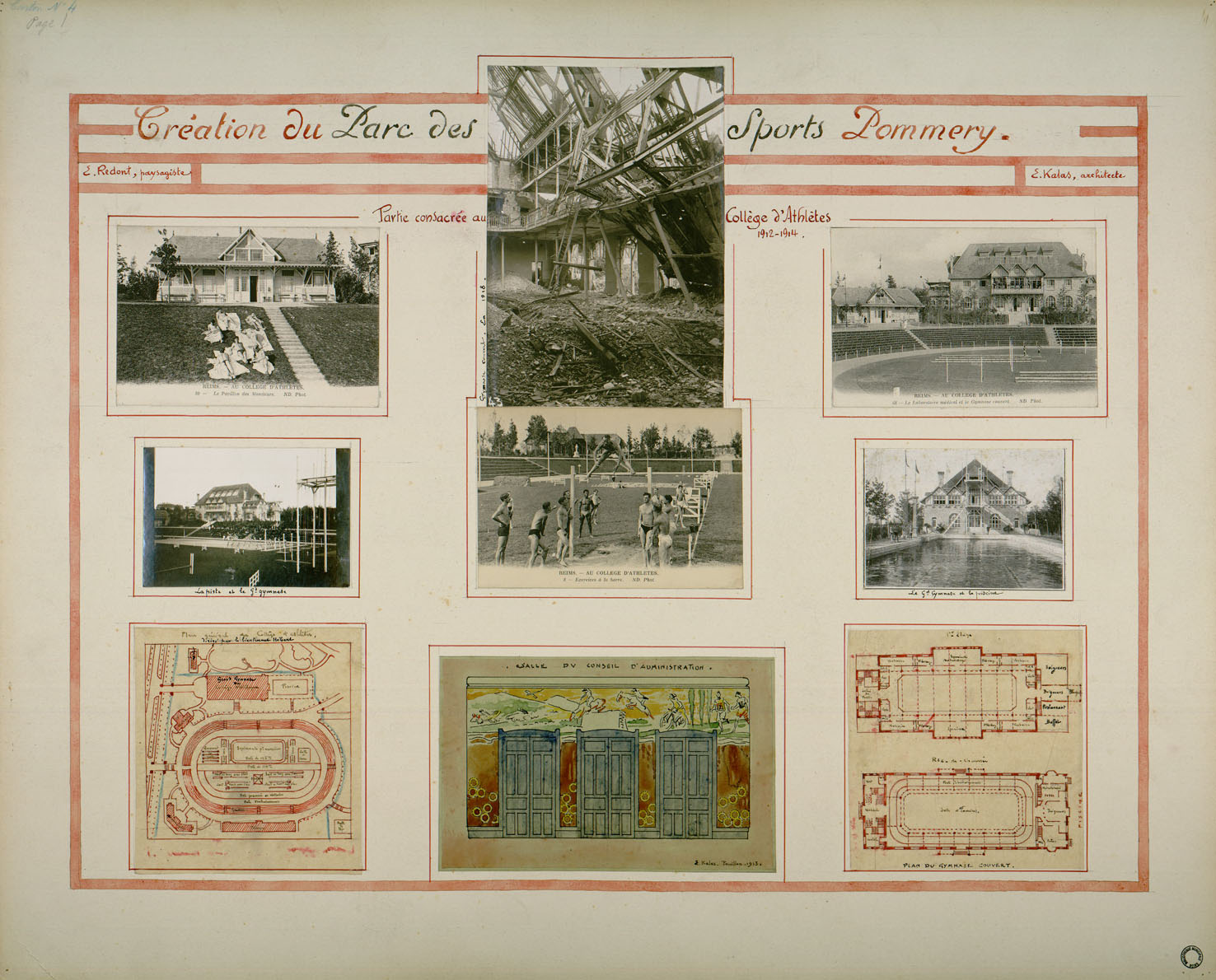 Kalas Ernest. Création du Parc des Sports Pommery - Kalas 4, planche 1