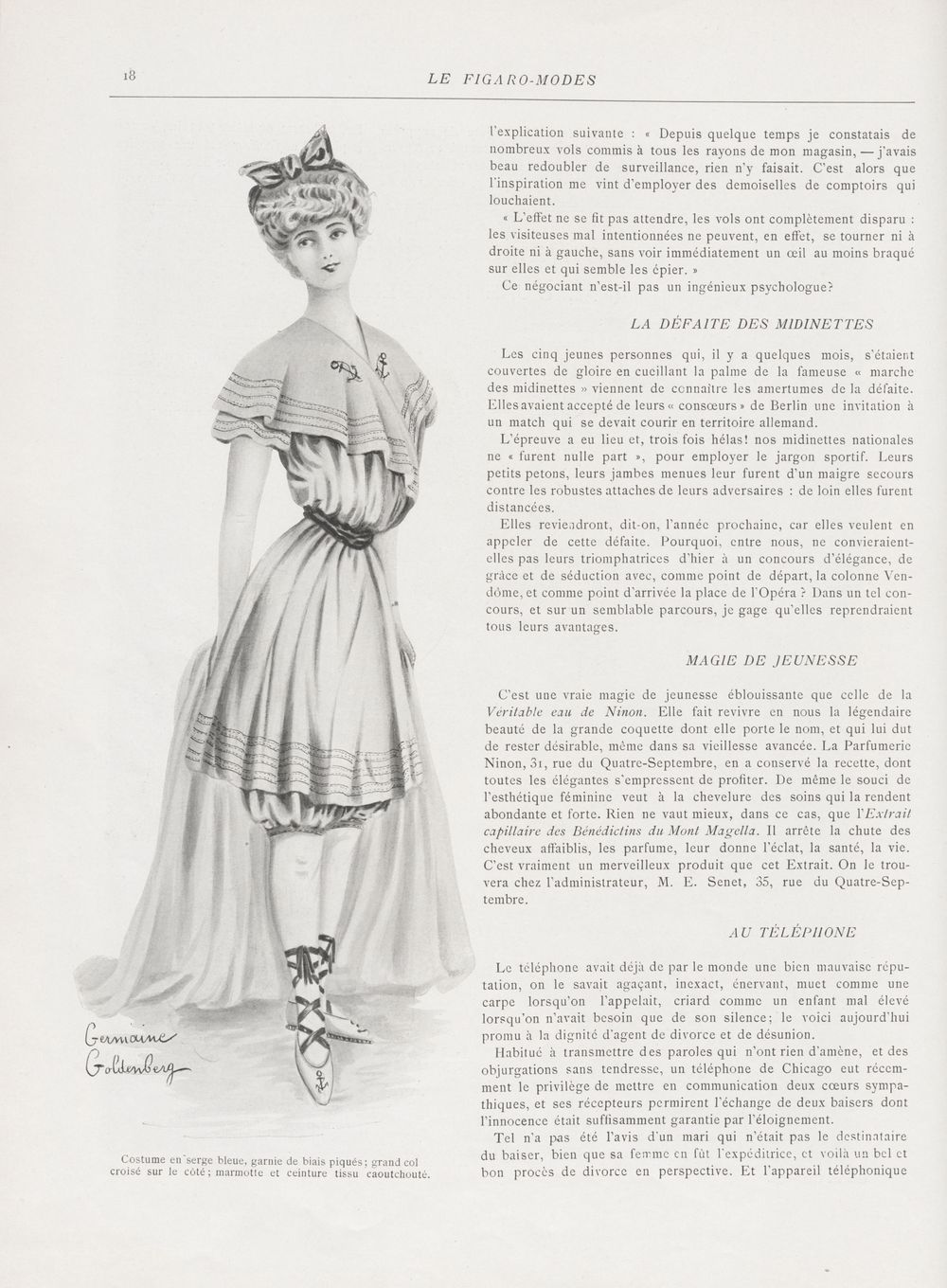 Costume de bain en serge, signé Germain Goldenberg. Figaro-Modes d'août 1904 (www.gallica.bnf.fr)