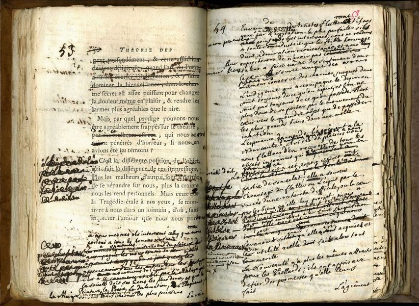 Manuscrit <i>Théorie des sentimens agréables </i>, Levesque de Pouilly. 1748. Manuscrit 917.