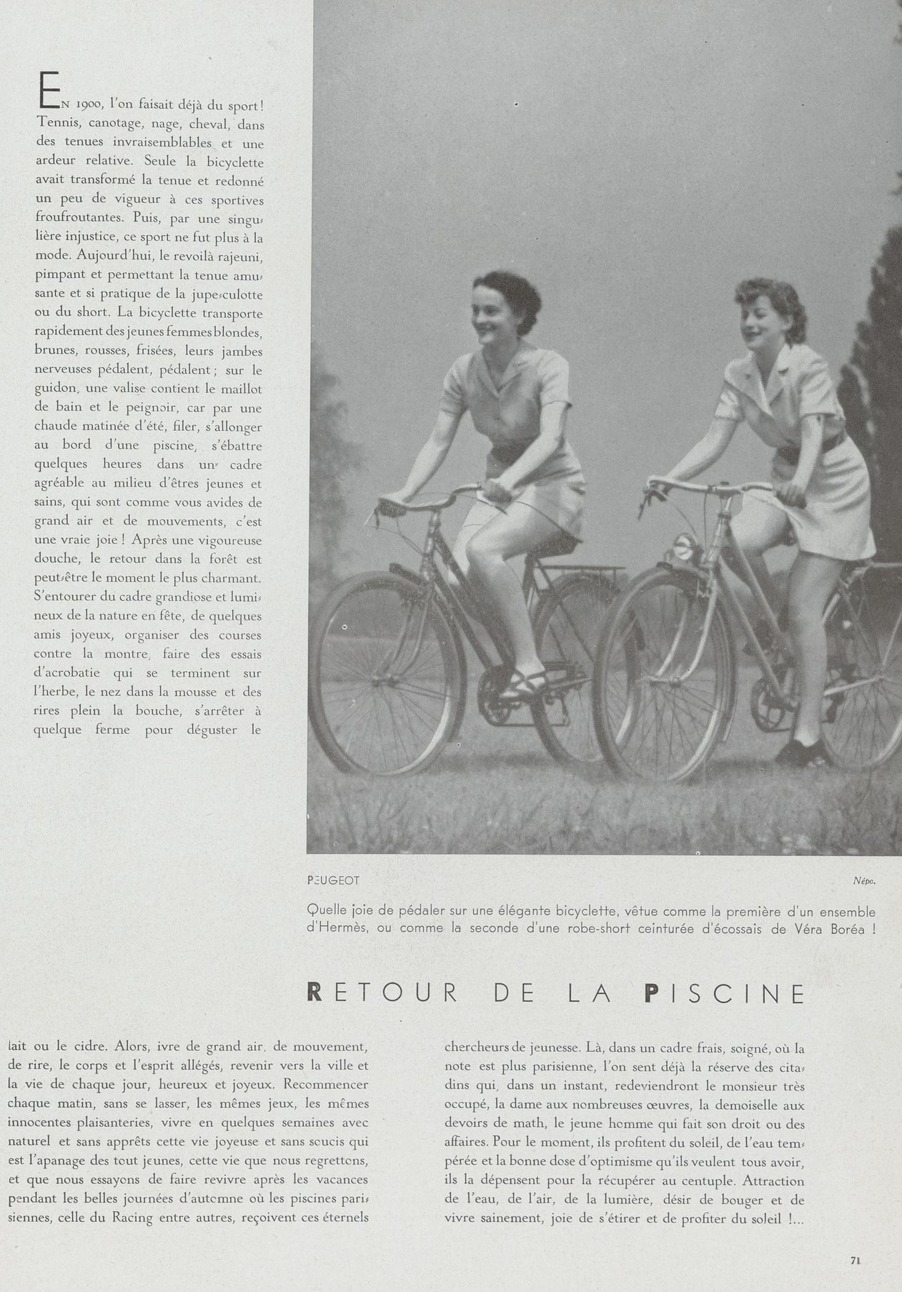 Cyclistes. Excelsior modes de l'été 1937 (BM Reims, PER X G 20)