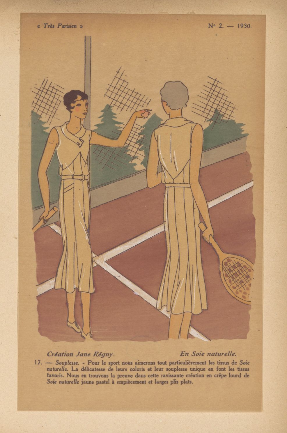 Tenues de tennis dessinées par de grands couturiers français. Très parisien, 1930. (BM Reims, PER X 13)