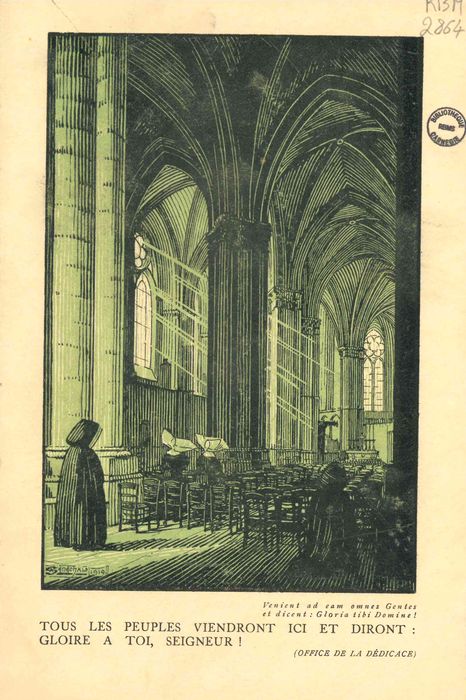 Cérémonie de réouverture de la cathédrale, le 25 décembre 1919 / ill. de Sénéchal (1919).  RBM 2864