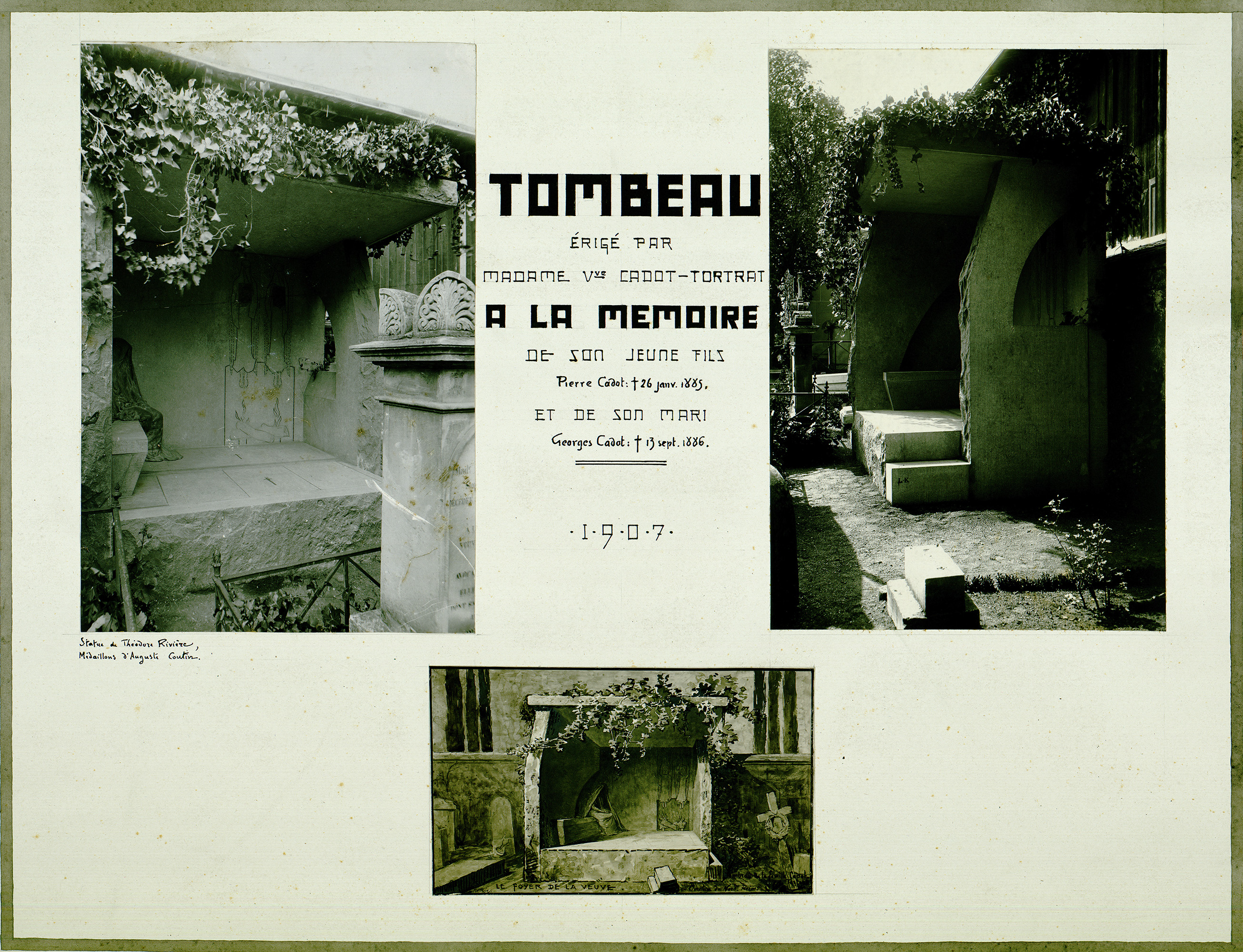 <i>Tombeau érigé par masame Veuve Cadot-Tortrat, à la mémoire de son jeune fils et de son mari</i>, 1907. Fonds Ernest Kalas, Carton 3, planche 16