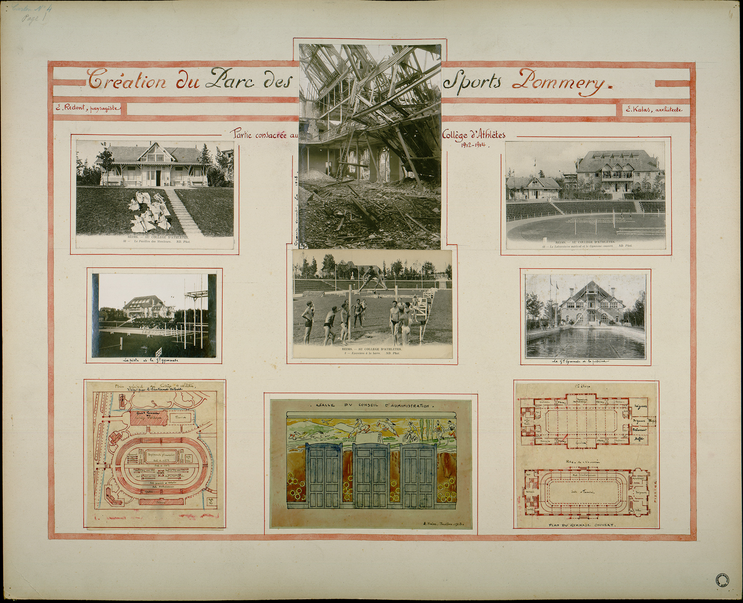 <i>Création du Parc des Sports, Pommery</i>, 1912-1914. Fonds Ernest Kalas, Carton 4, planche 1