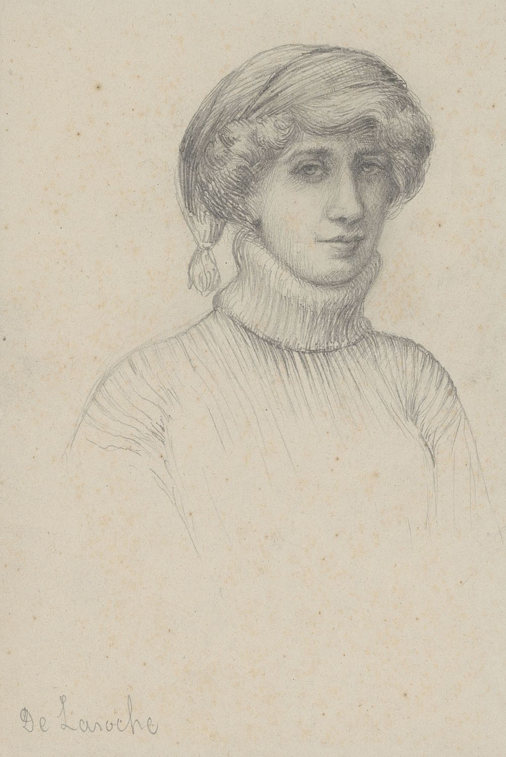 Victor Charlier, Portrait d'Elise de Roche, dite baronne de La Roche, dessin au crayon graphite. Legs CHARLIER Isabelle Anne (1974). Musée le Vergeur, inv. : 2014.0.1