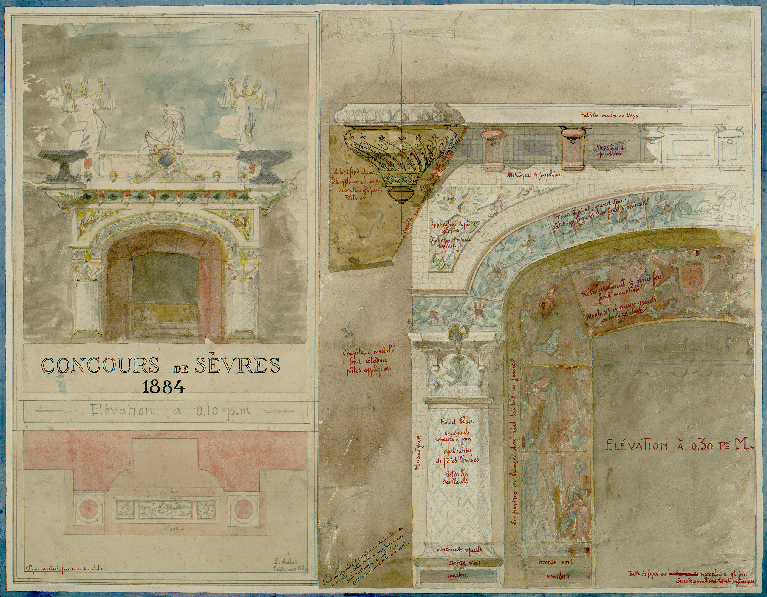 Projet inachevé pour le Concours de Sèvres en 1884. Fonds Ernest Kalas, Carton 1, planche 6