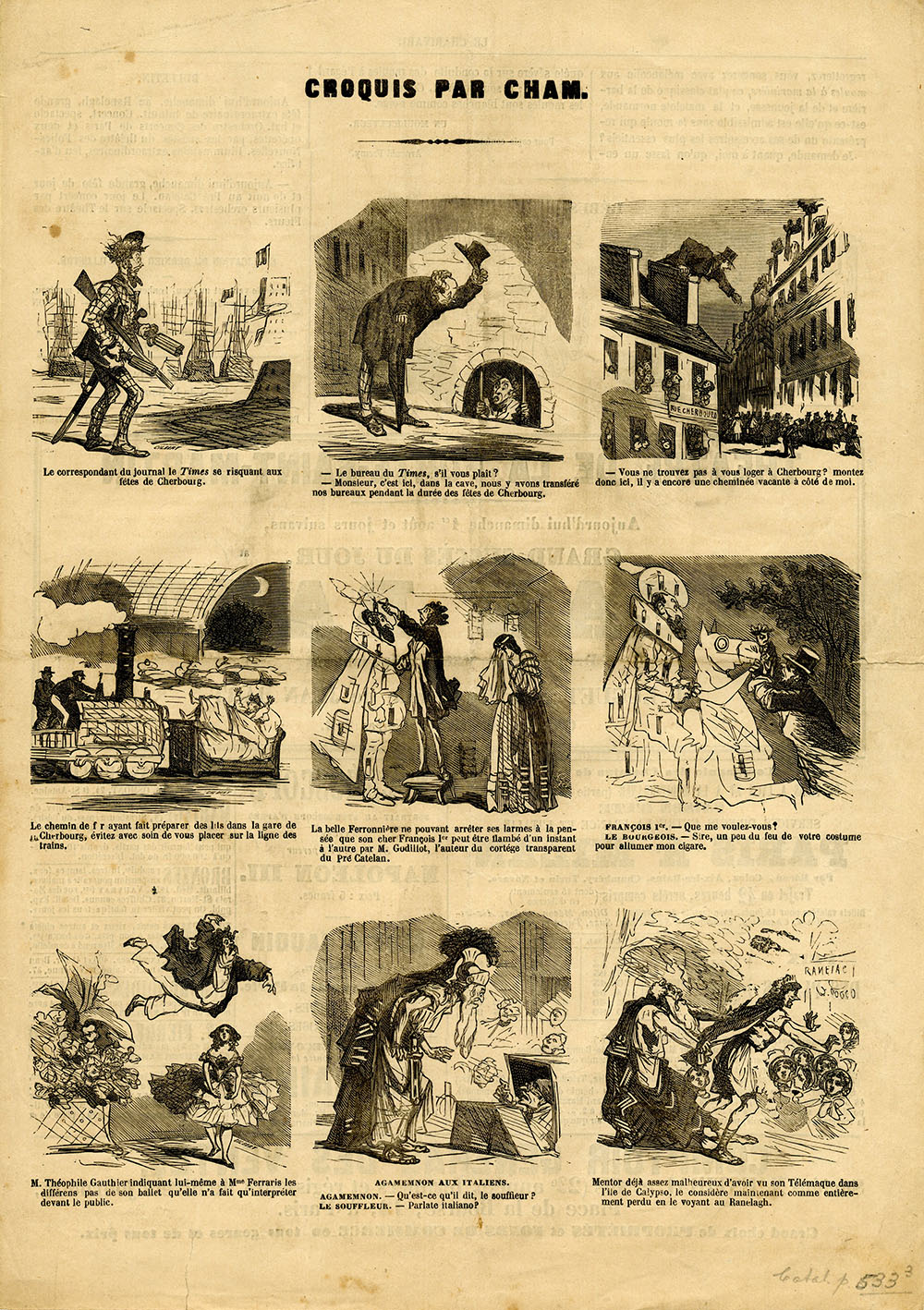 Caricature publiée dans <i>Le Charivari</i>, 1<sup>er</sup> août 1857 - PER III 226