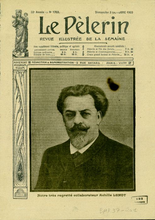 Portrait paru dans Le Pèlerin du 3 octobre 1909. BM Reims, Portraits Champenois Lemot Achille 002