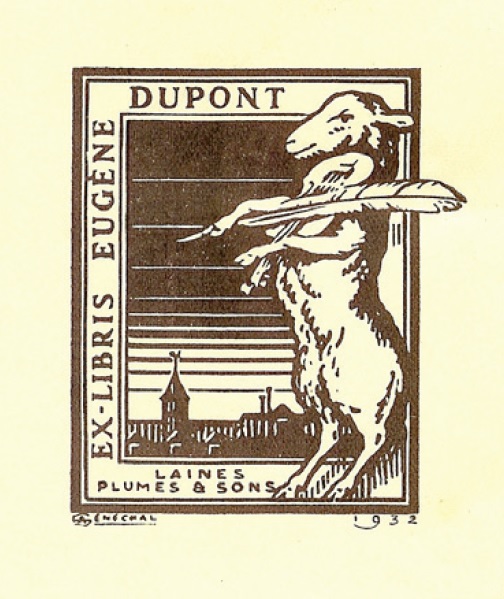 Ex-libris d'Eugène Dupont par Adrien Sénéchal