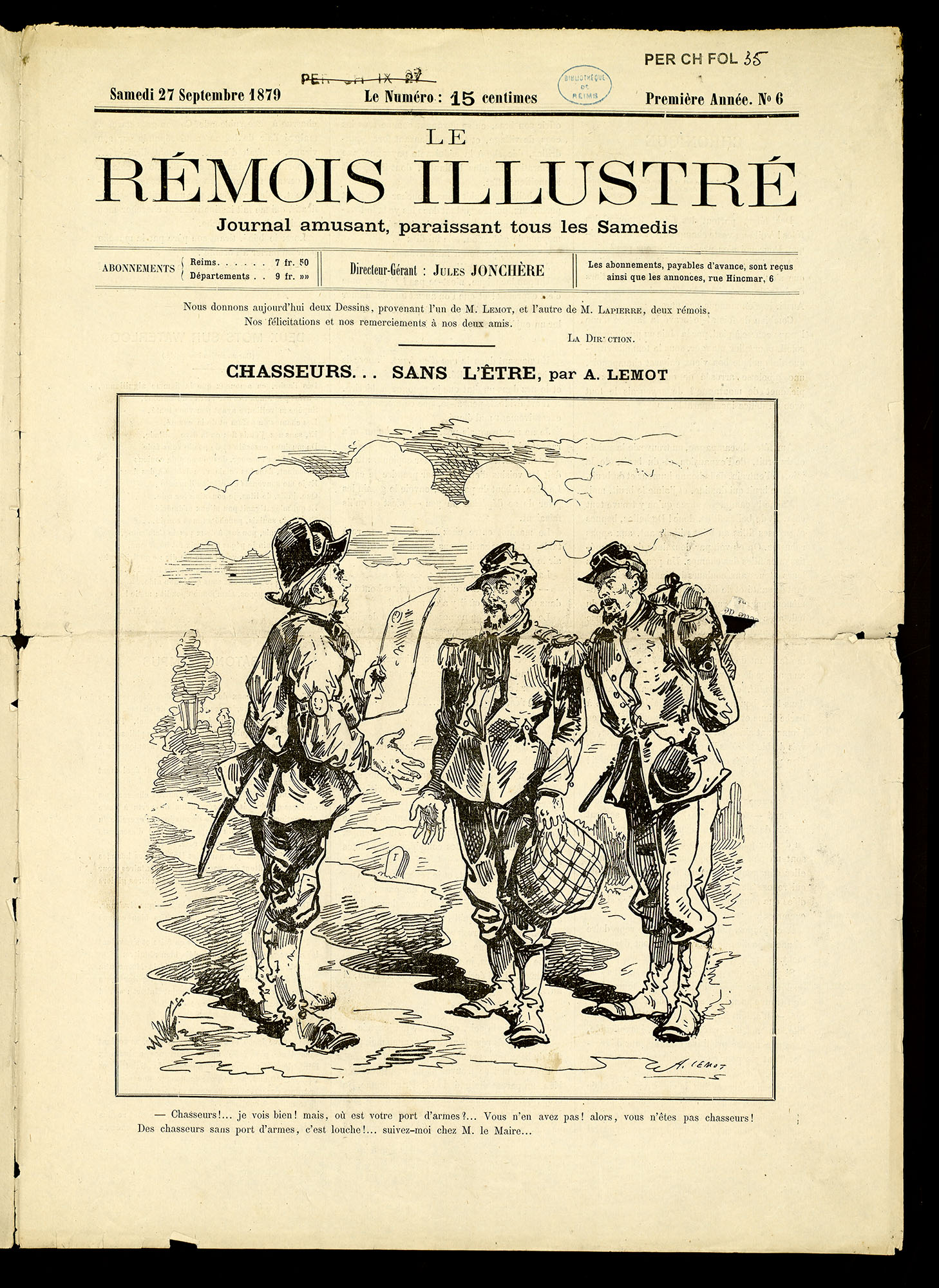 Le Rémois Illustré, Une du 27 septembre 1879. BM Reims, PER CH FOL 035