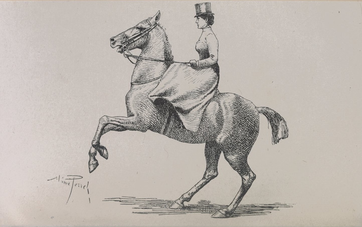 Comtesse Pillet-Will dans Les femmes de sport, Le baron de Vaux. Gallica.bnf.fr/Institut français du cheval et de l'équitation