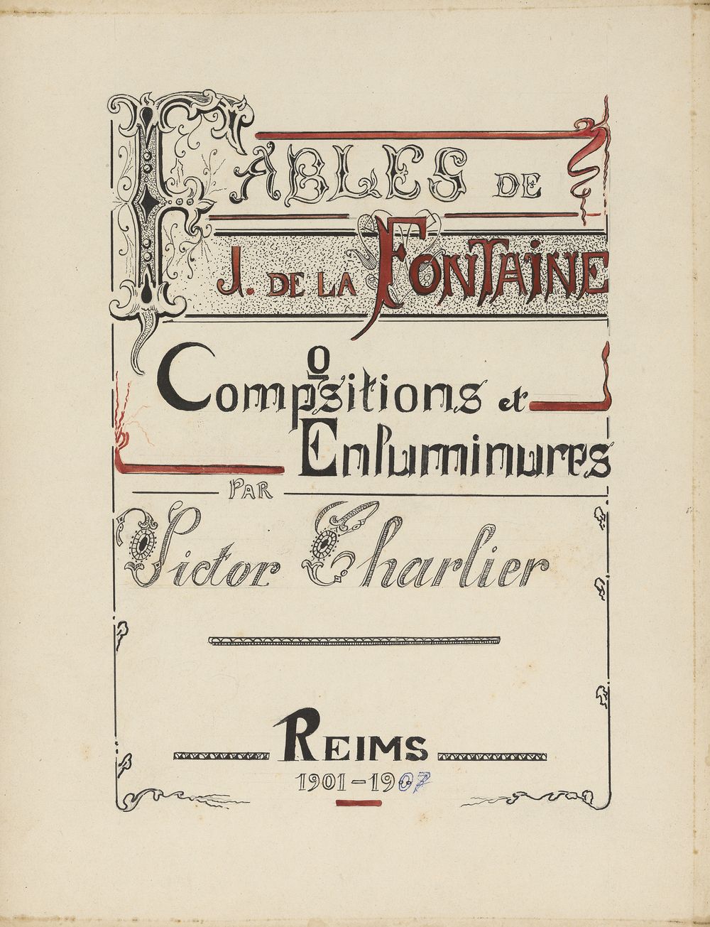 Victor Charlier, Fables de Jean de la Fontaine : compositions et enluminures, Reims, 1901-1907. MS 2874