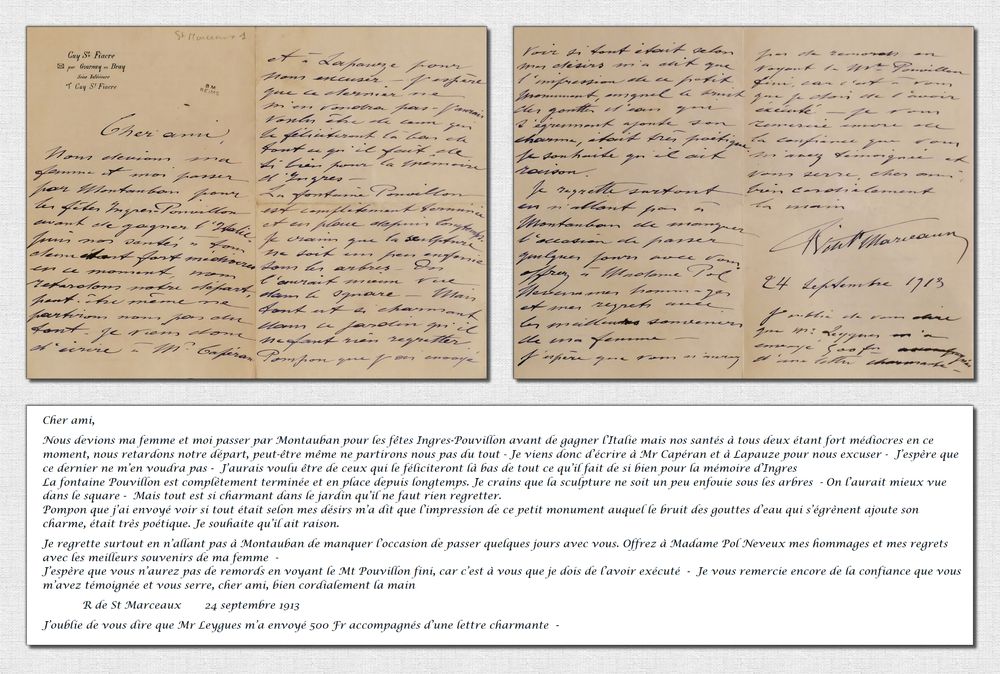 Lettre de René de Saint-Marceaux à Pol Neveux, 24 septembre 1913