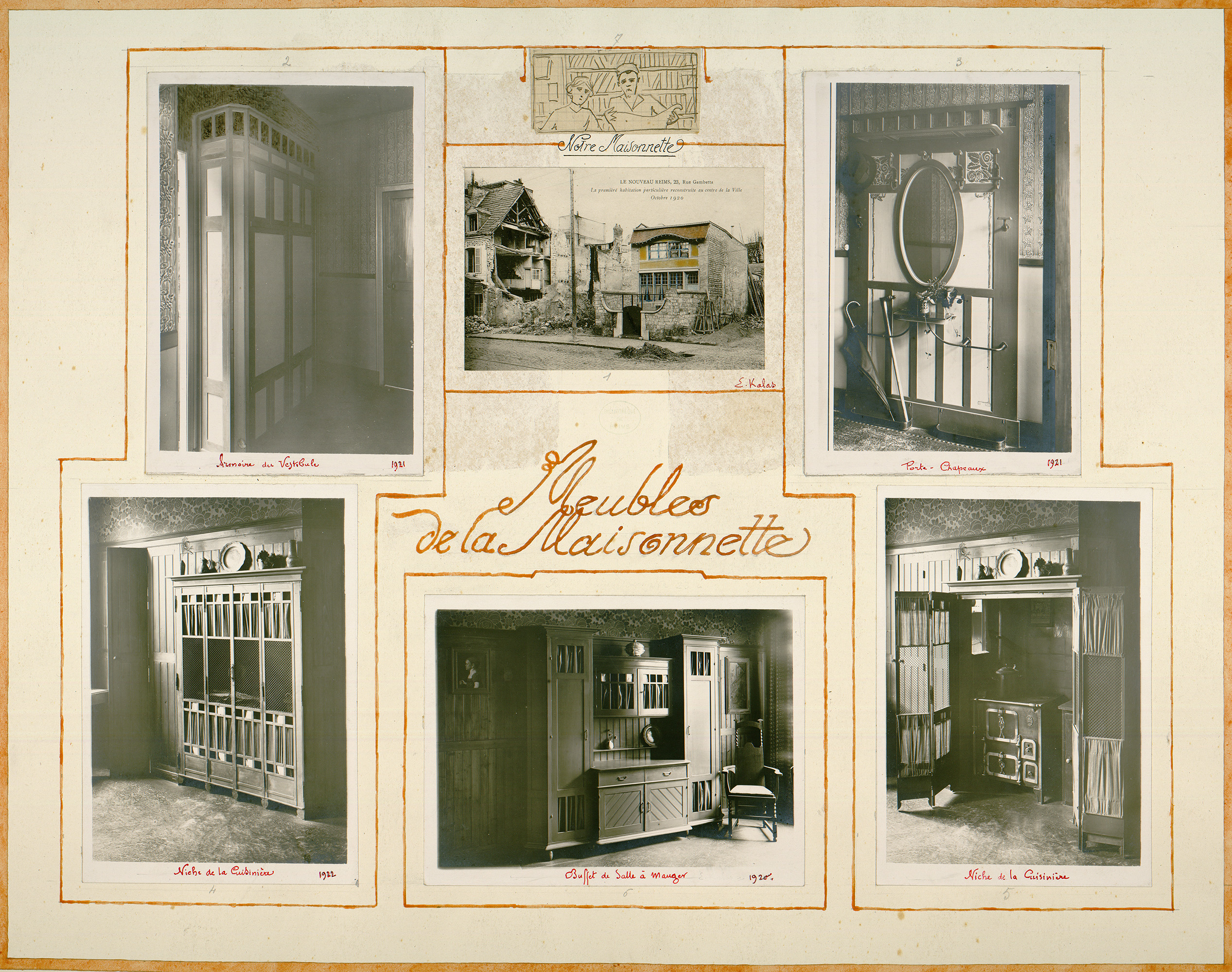 <i>Meubles de la maisonnette</i> des époux Kalas au 23 rue Gambetta. Fonds Ernest Kalas, Carton 5, planche 9 