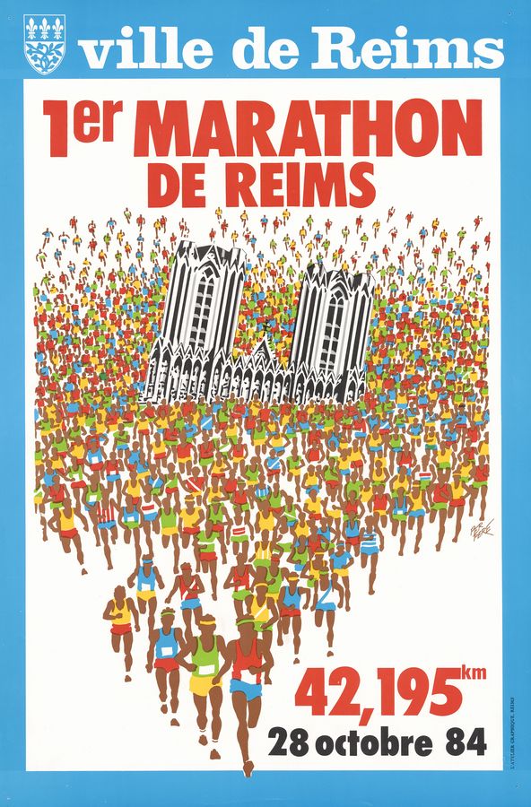 Octobre 2024 - Affiche du premier marathon de Reims, 1984. Boite affiche 1980-1989 / Sport
