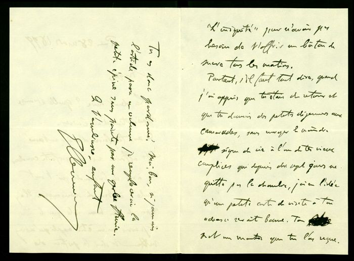 CLEMENCEAU, Georges. [Lettre à Marcellin Pellet]. 28 mars 1899 (BM Reims, Fonds Pol Neveux, Affaire Dreyfus)