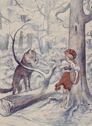 Avril 2025 : <i>Le petit chaperon rouge</i> (Image pour l'école, n° 2), illustrations d’Adolphe Willette, 1896. Affiche GF 51