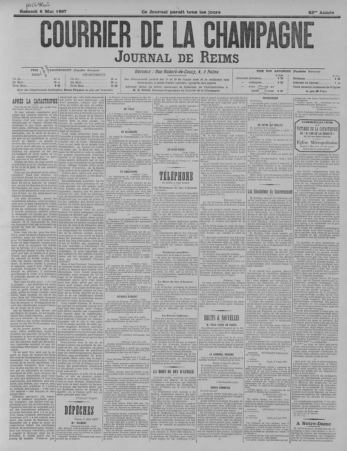 Courrier de la Champagne, 8 mai 1897 - PER CH Atlas 2