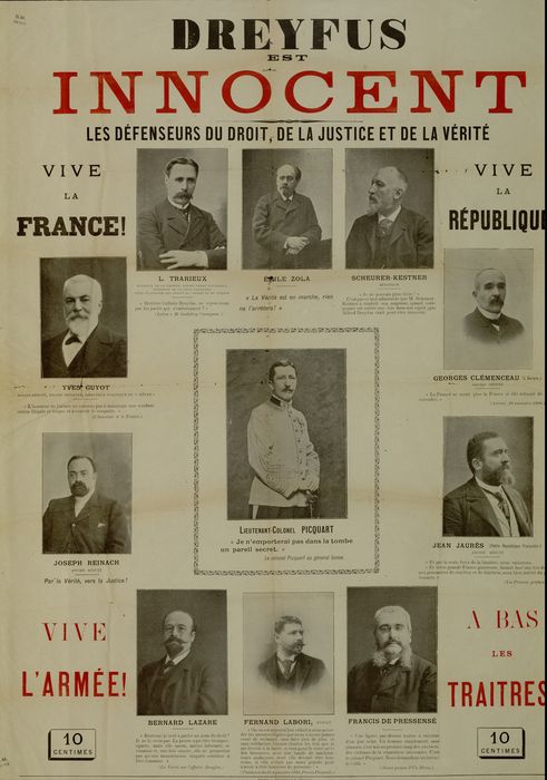 Affiche « Dreyfus est innocent. Les défenseurs du droit et de la justice et de la vérité ».  [1898] (BM Reims, RESERVE ATL. 86)