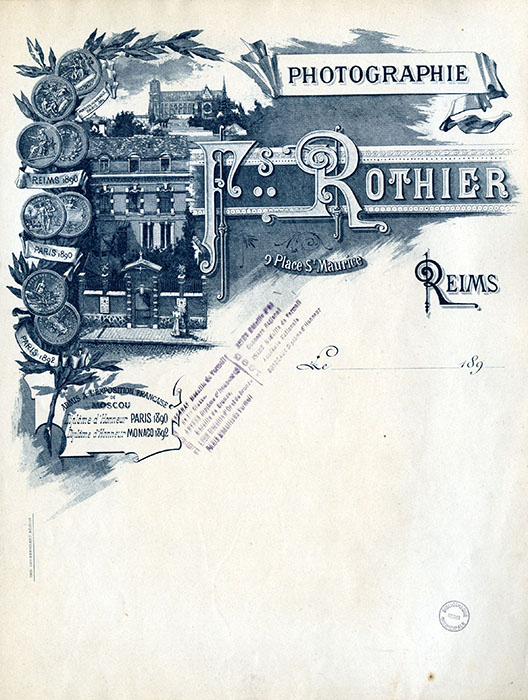 Lettre en-tête (date 189.) - BM Reims, Dossier documentaire photographes