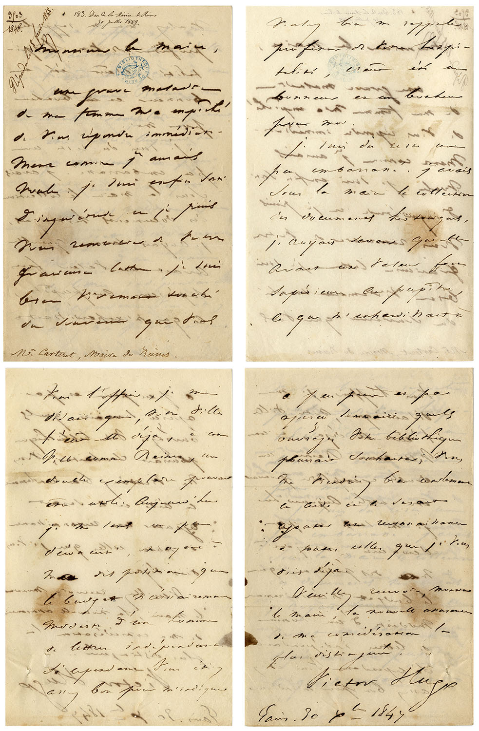 Lettre du 30 décembre 1847 - Collection d'autographe, fonds Duchêne, Hugo Victor