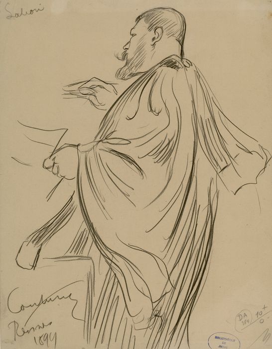 Labori au deuxième procès de Dreyfus, dessin de Couturier - BM Reims, Demaison Portrait laïques IV 029