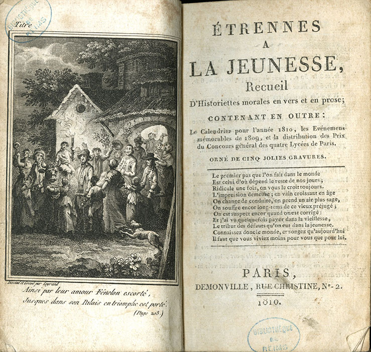 Etrennes à la jeunesse. Recueil d'historiettes morales en vers et en prose..., L. Guénard Demonville. P 21504