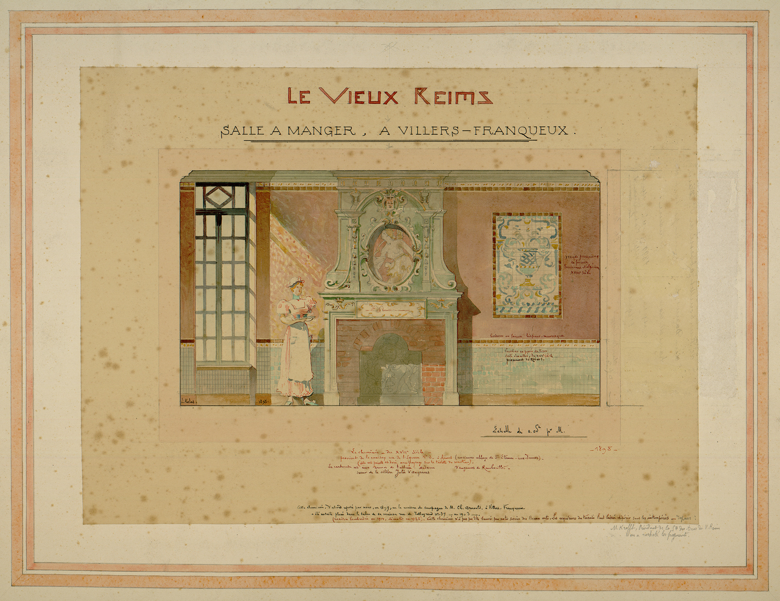 <i>Le Vieux Reims, salle à manger à Villers-Franqueux</i>, 1898. Fonds Ernest Kalas, Carton 2, planche 5 