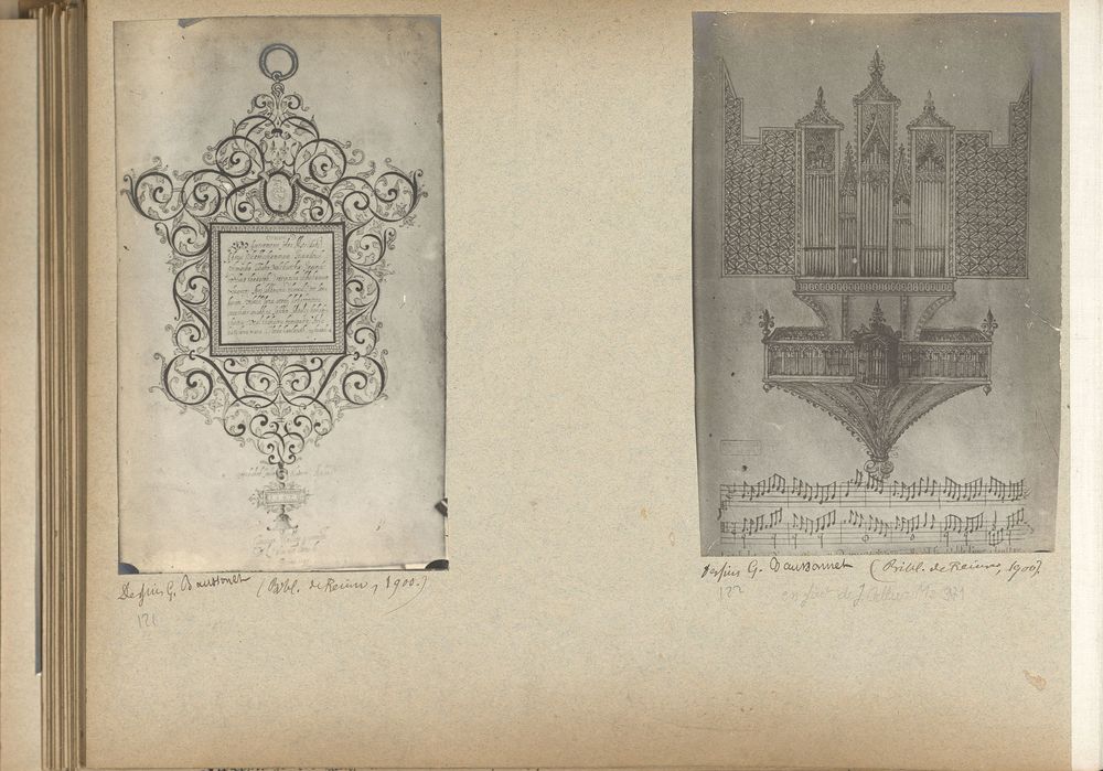 Photographies de dessins de Jacques Cellier. Album photographies Victor Charlier sur Reims, 1890. Estampes recueil 16