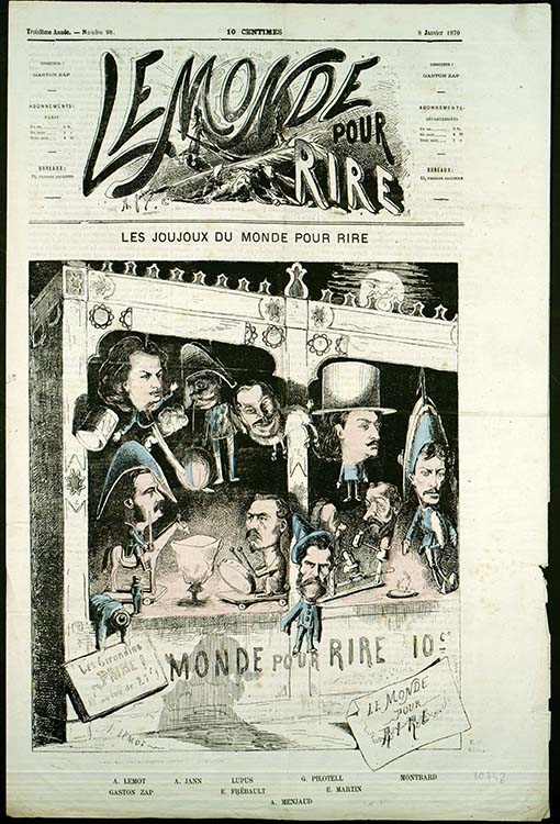 Le Monde Pour Rire, Une du 8 janvier 1870. BM Reims, Oeuvres d'artistes Lemot, CLXXIV 10742
