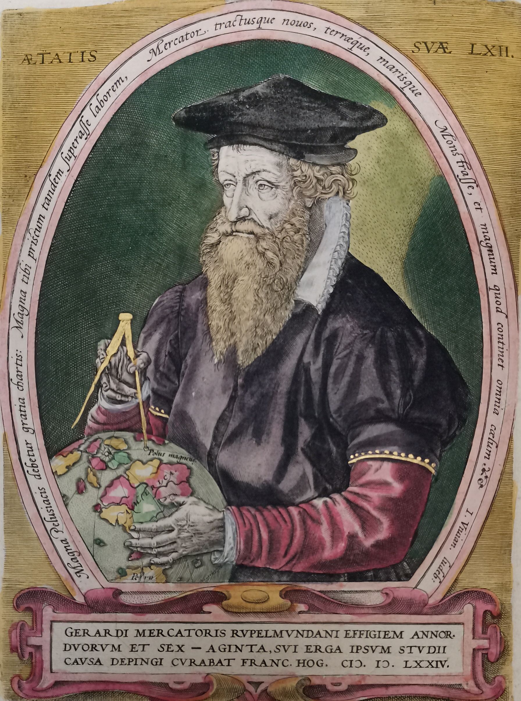 Septembre 2022 - Portrait de Mercator dans Géographie de Ptolémée, par Gérard Mercator. 1605. BM Reims, GG 146
